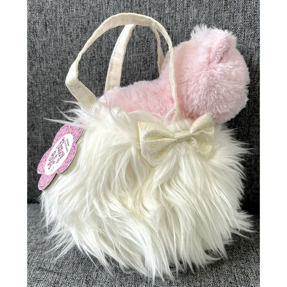 Aurora Fancy Pals Carrier Fluffy White Pink Cat 7" Stuffed Animal - Picture 2 of 6